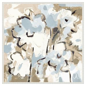 "Light Blue Floral" by Vas Athas 1-Piece Floater Frame Giclee Abstract Canvas Art Print 30 in. x 30 in.