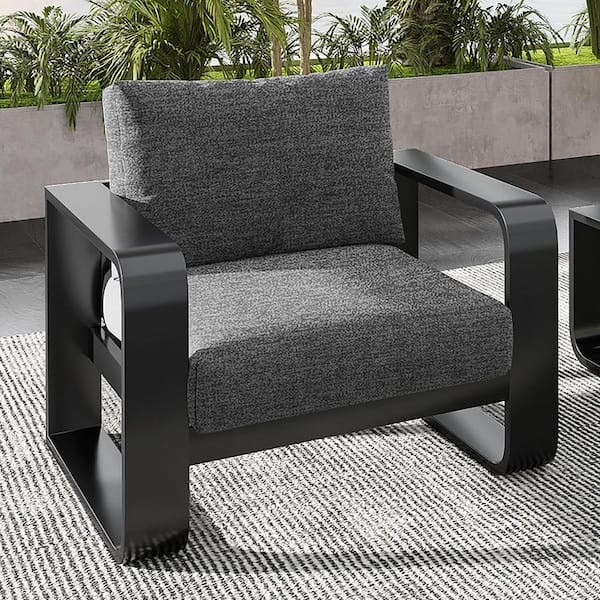 3-Piece Aluminum Patio Conversation Set with Grey Cushions