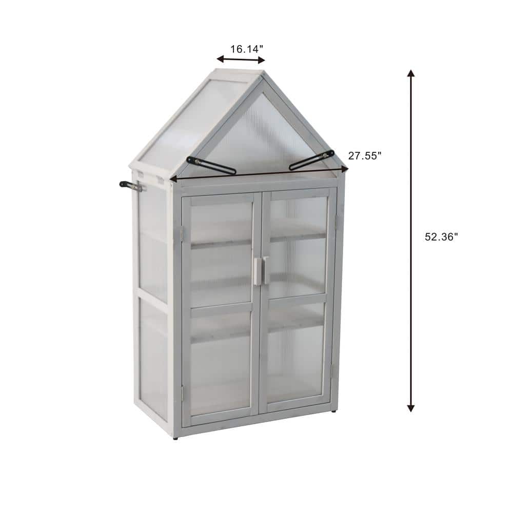 52.3" Gray Cedar and Metal Outdoor Mini Greenhouse