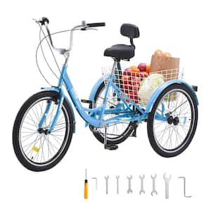 Adult Tricycles Bike, 20 in. 3-Wheeled Bicycles, 3 Wheel Bikes Trikes, Carbon Steel Cruiser Bike (Black)