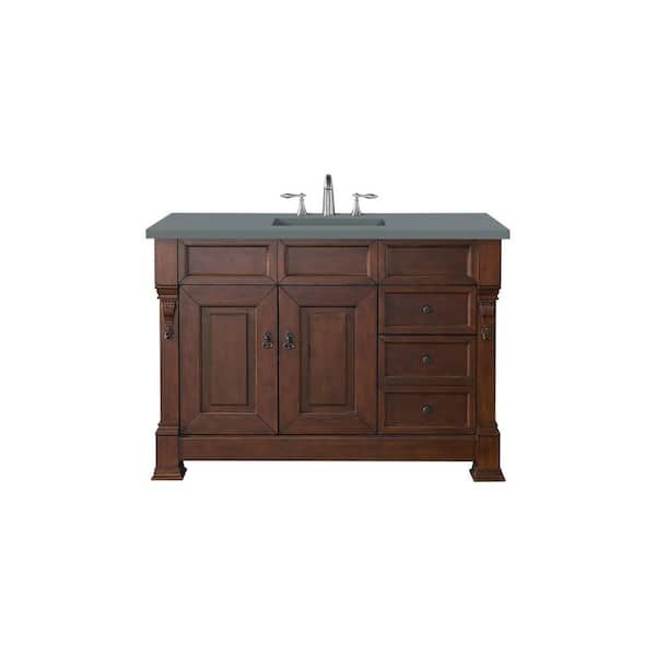 James Martin Vanities Brookfield 48 in. W x 23.5 in. D x 34.3 in. H Bathroom Vanity in Warm Cherry with Cala Blue Quartz Top