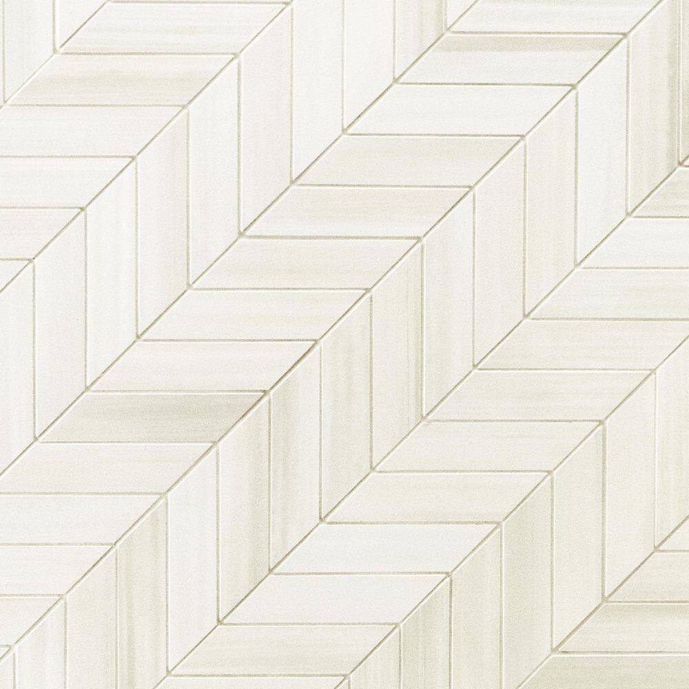 Bianco 12" x 15" Matte Porcelain Chevron Mosaic Tile