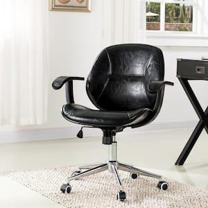 38 in. H Black PU Leather Adjustable Swivel Desk Chair/Task Chair
