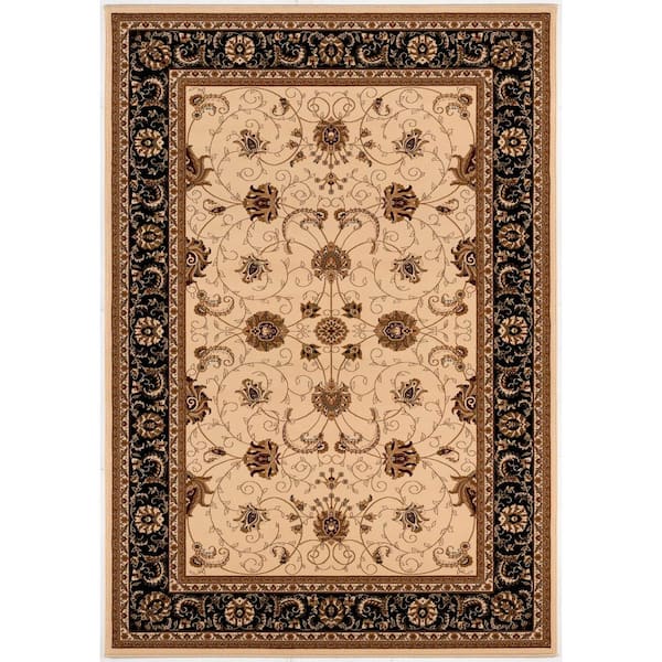Majestic 2' x 3' (Exact Size: 2'3" x 3') Persian Indoor Doormat Rug, Beige Black, Traditional