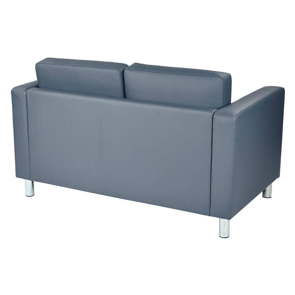 Dillon Blue Faux Leather Loveseat with Track Arms