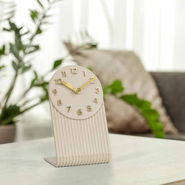 La Crosse Clock Grooves Soft White Quartz Analog Tabletop Clock