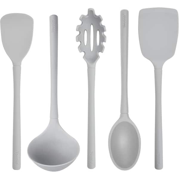 Flex-Core 5-Piece Silicone Cooking Tool Set, Oyster