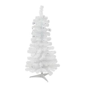 3 ft. Pre-Lit Woodbury White Pine Slim Artificial Christmas Tree Blue Lights