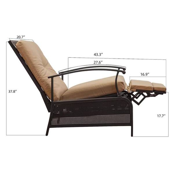 Clihome Metal Outdoor Adjustable Frame Reclining Patio