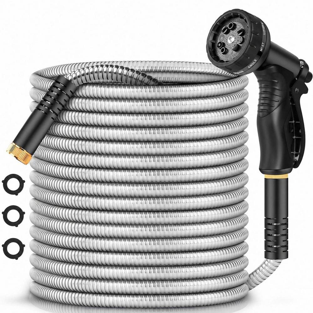 3/8 in. x 100 ft. Heavy-Duty Metal Garden Hose Stainless Steel Water Hose No-Kink Flexible Rust-Proof 1 Piece price history on PriceWatchPro