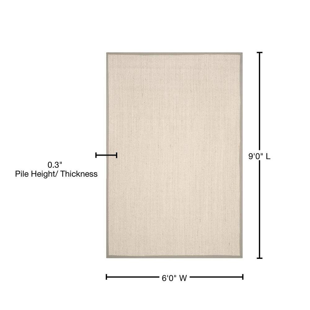 Handwoven Coastal Charm Gray Seagrass 6' x 9' Area Rug