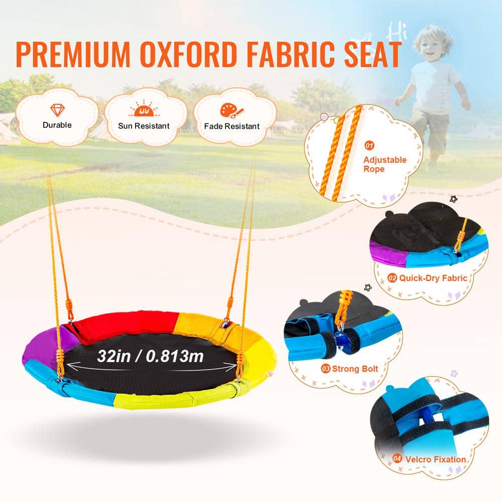 Colorful Metal A-Frame Swing Set with Saucer and Belt Seats