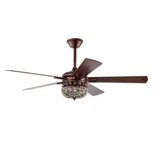 Laylani 52 in. 2-Light Indoor Antique Copper Ceiling Fan with Light Kit and Remote