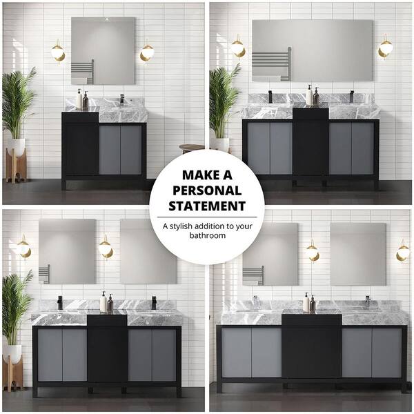 Lexora Zilara 84 in W x 22 in D Black and Grey Double Bath Vanity