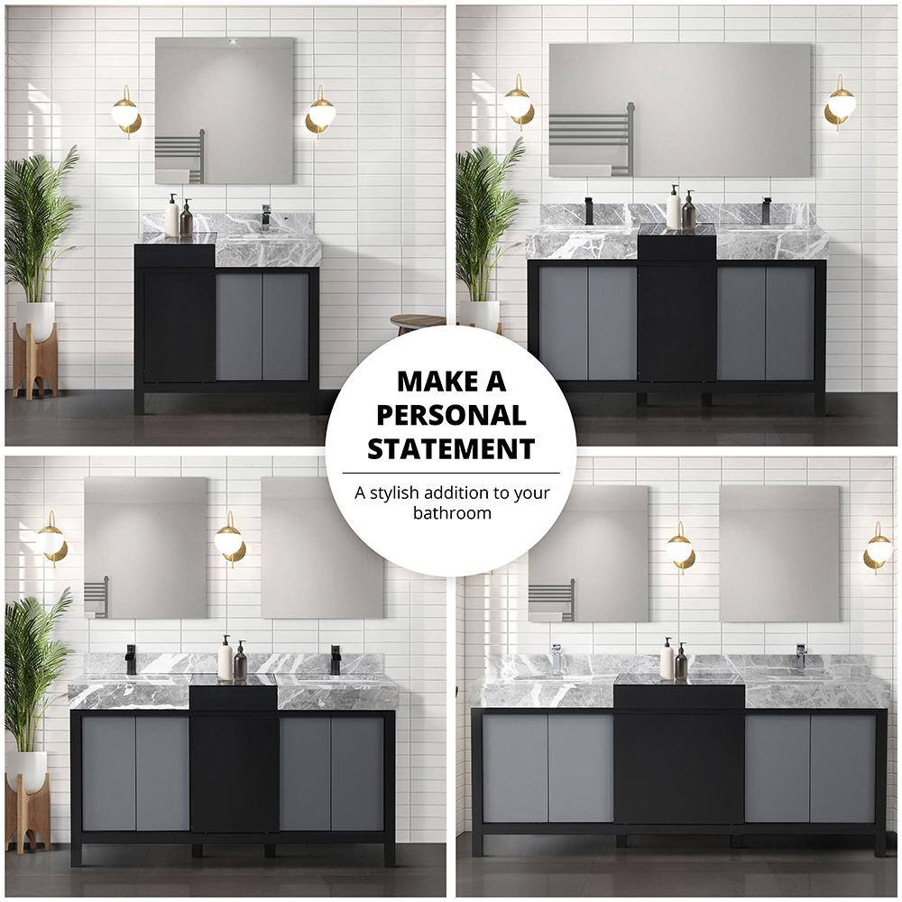 Zilara 84" Double Vanity with Castle Gray Marble Top and Black Faucet