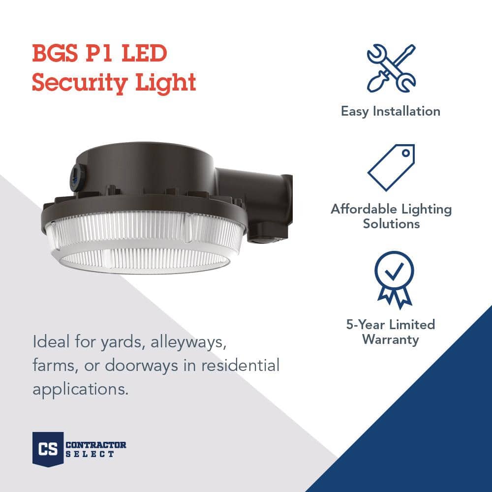 Dark Bronze Aluminum Outdoor LED Security Light with Photocell