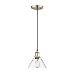 Orwell 100-Watt 1-Light Aged Brass and Clear Glass Mini Pendant Light