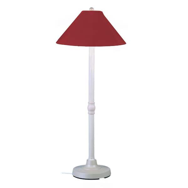 Patio Living Concepts San Juan 60 in. Outdoor White Floor Lamp with Burgandy Shade-DISCONTINUED