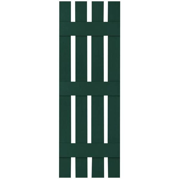 Ekena Millwork 16-1/4 in. x 90 in. Lifetime Vinyl Custom Four Board Spaced Board and Batten Shutters Pair Midnight Green