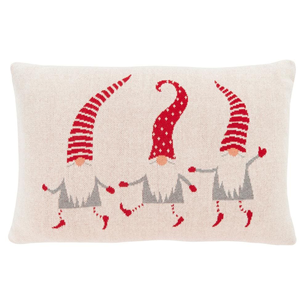 Red and White Cotton Christmas Accent Pillow