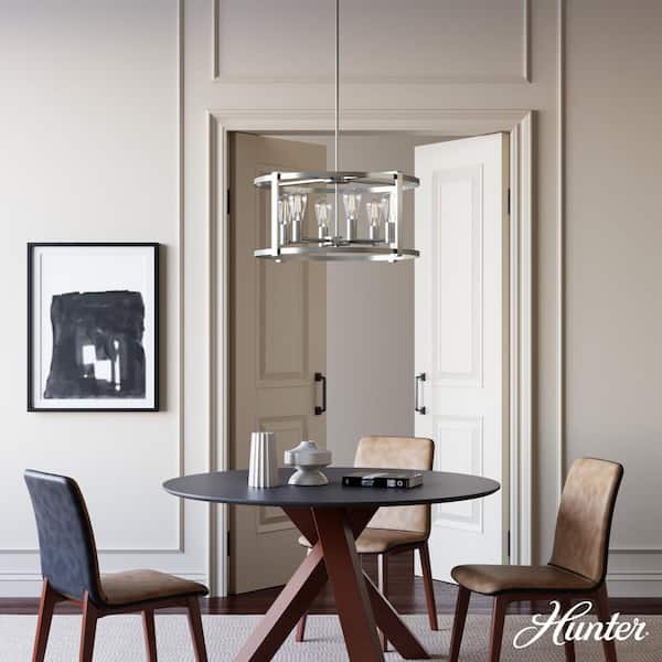 Hunter Astwood 6 Light Brushed Nickel Branch Chandelier Dining Room Light