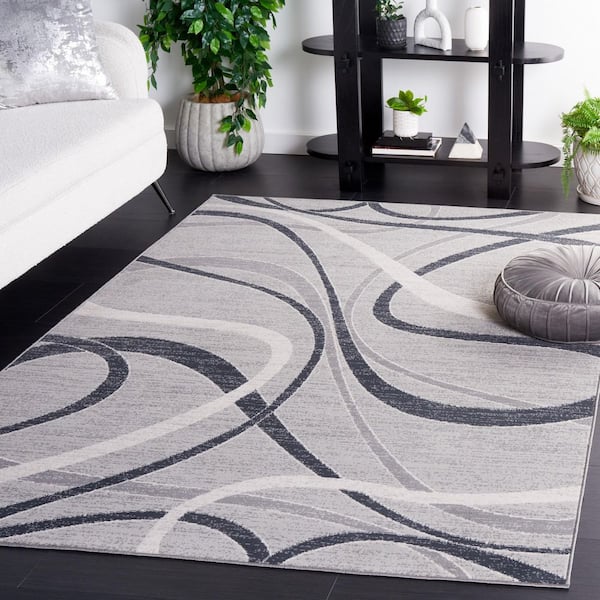 Odyssey 9 ft. x 12 ft. Gray/Ivory Abstract Swirls Area Rug