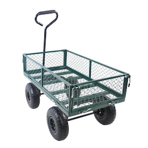 Metal 4-Wheeled Folding Utility Hand Cart in Grass Green