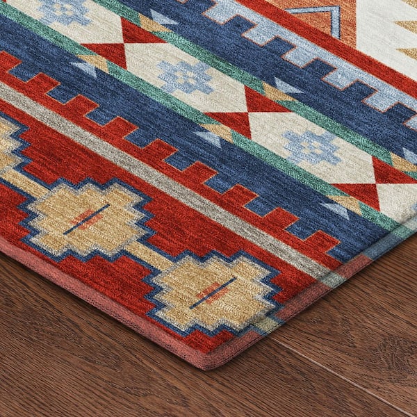 Mayfield Premium Machine Washable Abstract AMF2539 Red 5 ft. x 7 ft. 6 in. Area Rug