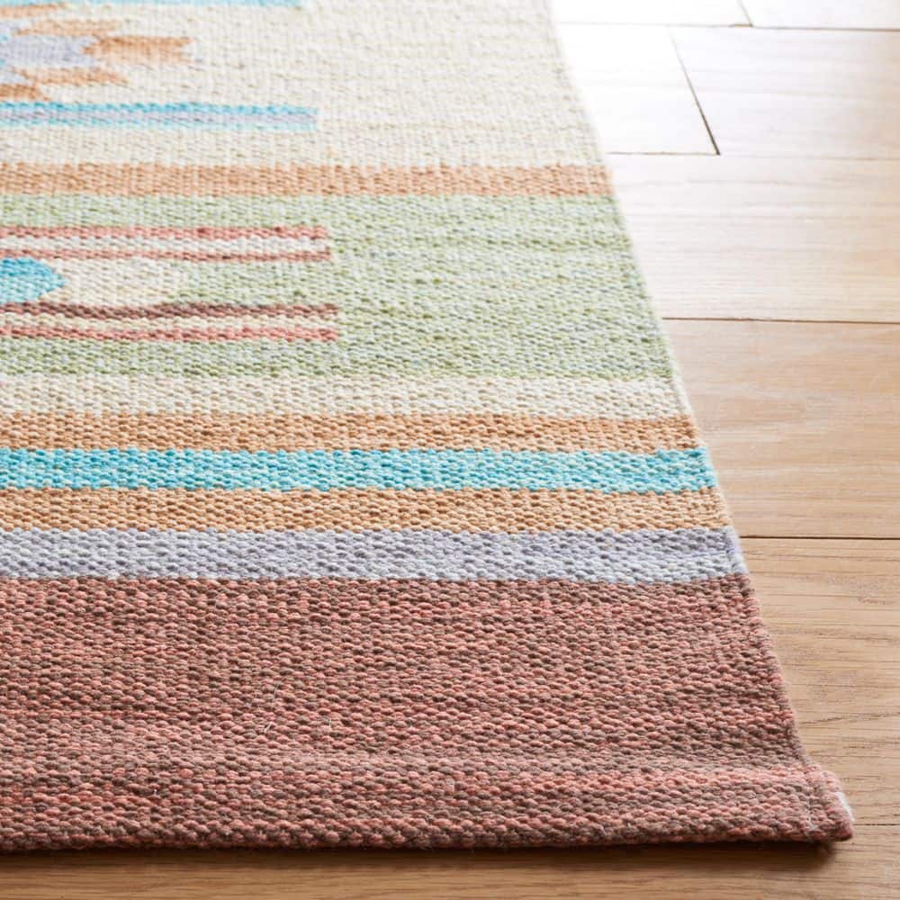 Handmade Brown and Ivory Geometric Cotton 8' x 10' Rug