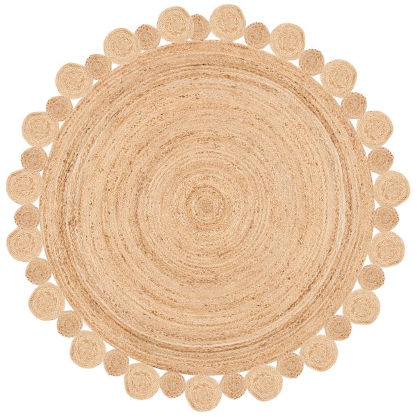 SAFAVIEH Natural Fiber Beige 8 ft. x 8 ft. Solid Color Round Area Rug