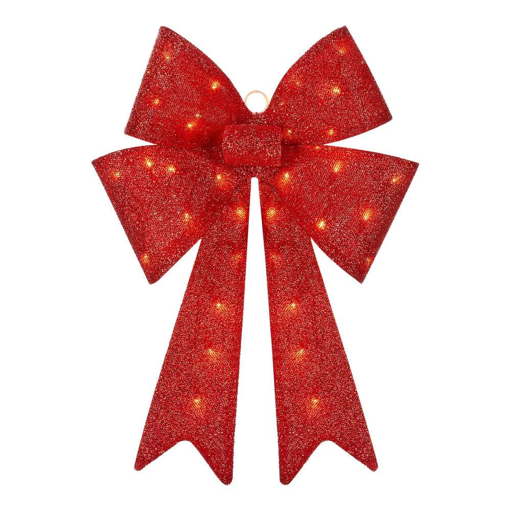 Reviews for Home Accents Holiday 2 ft. LED Red Lighted Tinsel Bow ...