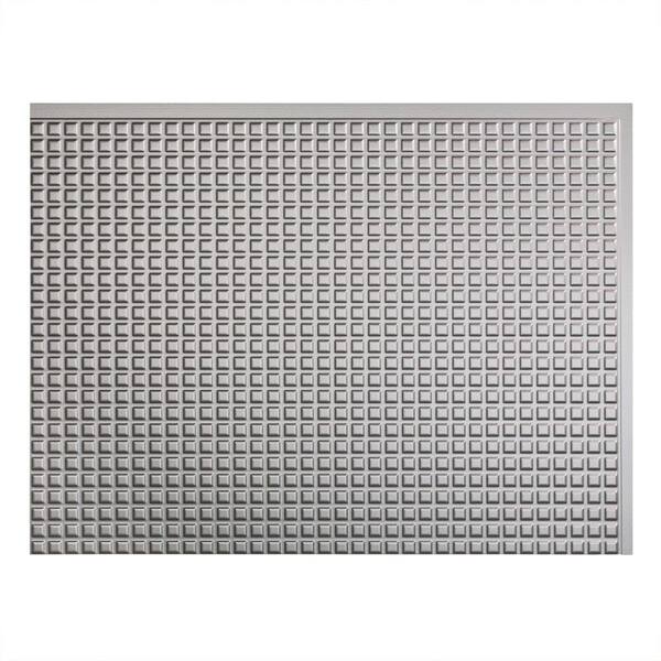 Fasade 18.25 in. x 24.25 in. Argent Silver Squares PVC Decorative Backsplash Panel