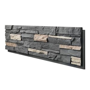 1.2 in. x 3.87 ft. x 1 ft. Faux Stone Roman Black Polyurethane Decorative Wall Paneling (6-Pack)