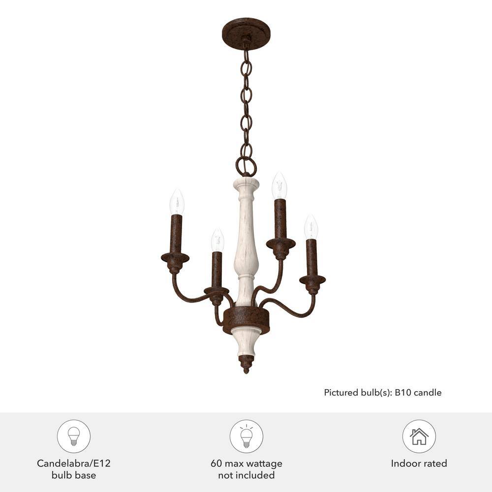 Teren Distressed White Mini Chandelier with Rustic Elegance