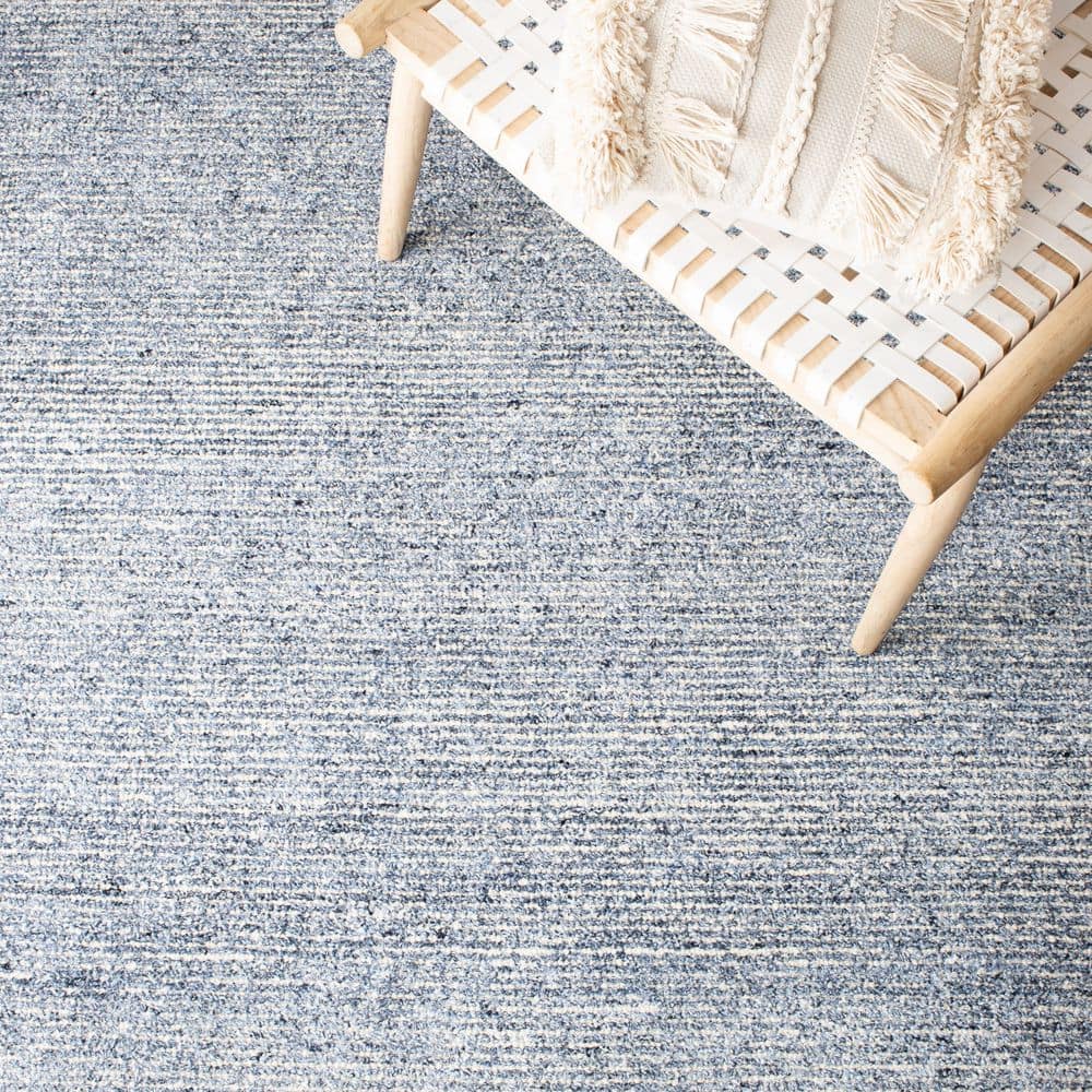 Handmade Blue Wool Square Tufted Accent Rug - 4'