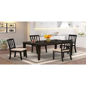 5-Piece Cappuccino Solid Wood Top - Dining Room Set - Seats 4