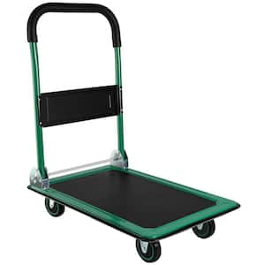 330 lbs. Steel Truck Hand Flatbed Cart Dolly Folding Moving Push Heavy-Duty Rolling Truck in Green