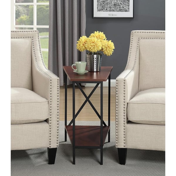 Convenience Concepts Tucson Cherry and Black Wedge End Table