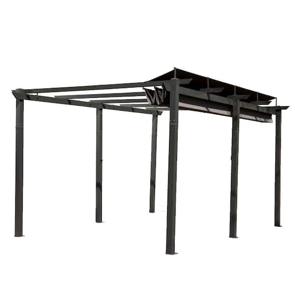 Boosicavelly 11 ft. x 16 ft. Outdoor Dark Gray Aluminum Outdoor Pergolas with Adjustable Canopy
