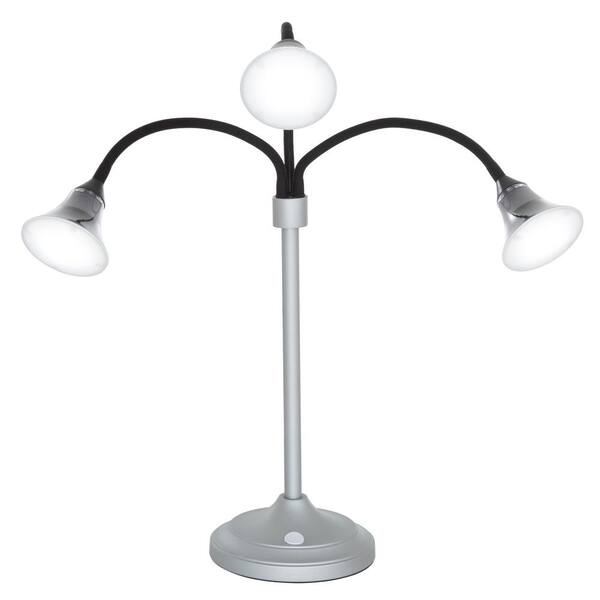 Lavish Home 30.5 in. Silver 3-Headed Desk Lamp with Adjustable Arms