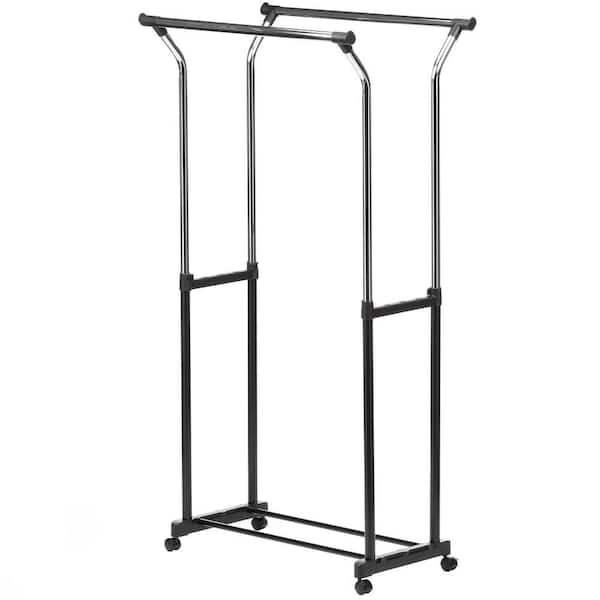 Honey-Can-Do Black Steel Clothes Rack 34.65 in. W x 66.93 in. H