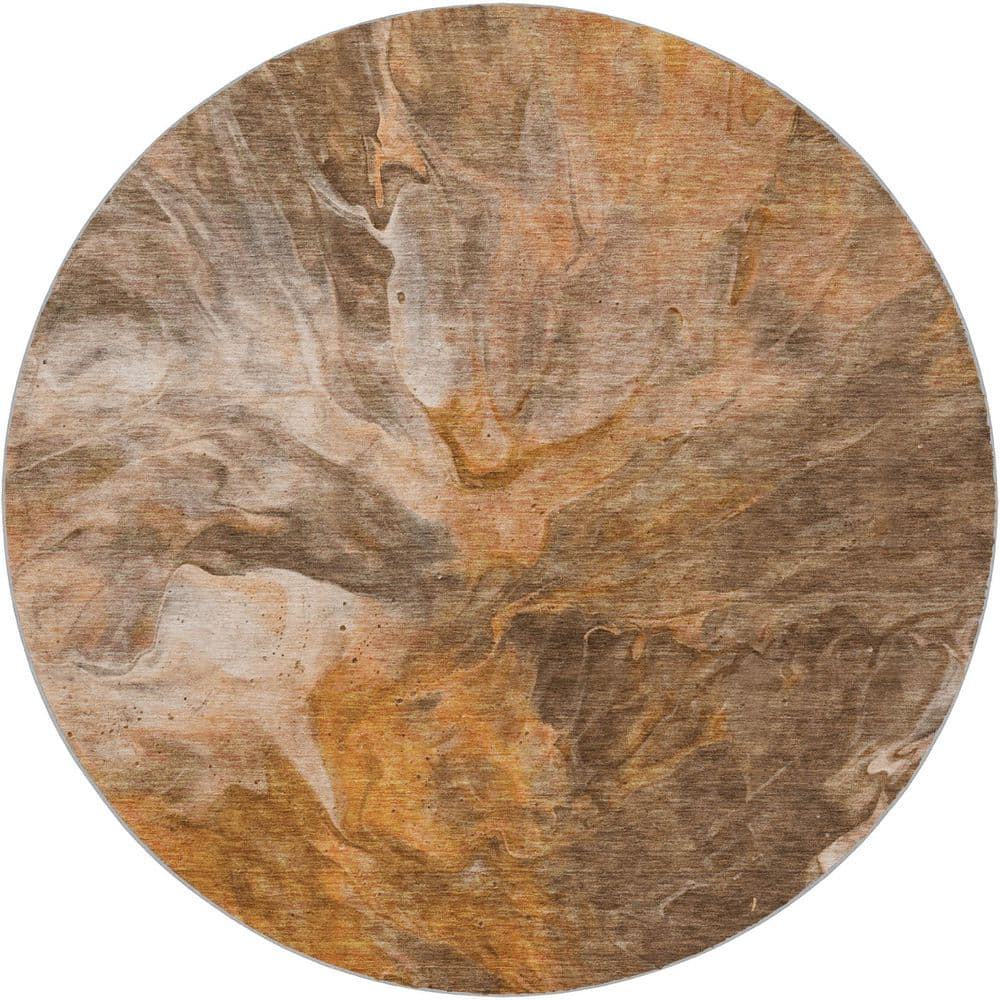 Dream Shag Premium Machine Washable Abstract ADS641 Paprika 8 ft. x 8 ft. Round Rug price history on PriceWatchPro