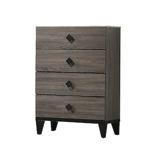 Madelyn Grey/Walnut Color 4-Drawer 15 in. W. Chest of Drawers