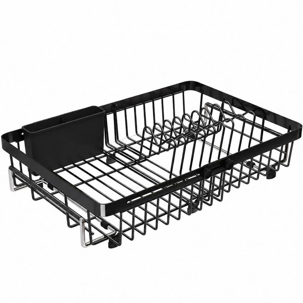 Black Stainless Steel Expandable Over-the-Sink Dish Drying Rack with Utensil Holder for Small Kitchens price history on PriceWatchPro
