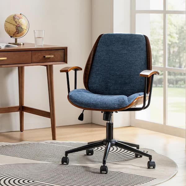 JAYDEN CREATION Adrian Navy 24.75 in. W Height-adjustable Swivel Plywood Polyster Office Chair