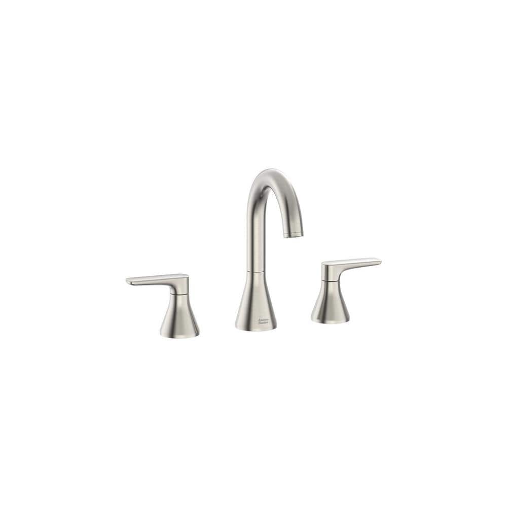 Brushed Nickel 8-Inch Widespread Bathroom Faucet with Drain Assembly