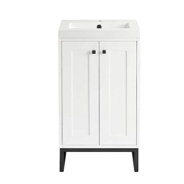 Chianti 19.8 in. W x 15.38 in. D x 35.5 in. H Single Bath Vanity in Glossy White with White Glossy Composite Stone Top