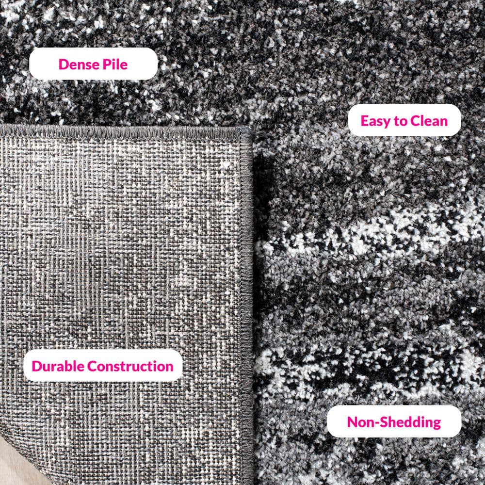 Adirondack 11 ft. x 11 ft. Silver/Black Solid Color Distressed Square Area Rug - thumbnail 7