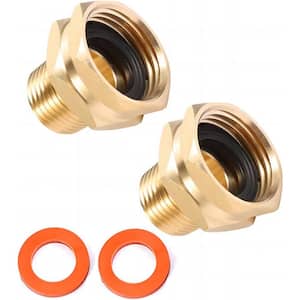 Brass Garden Hose Adapter, 3/4 in. GHT Female x 1/2 in. NPT Male Connector, GHT to NPT Adapter Brass Fitting, Brass