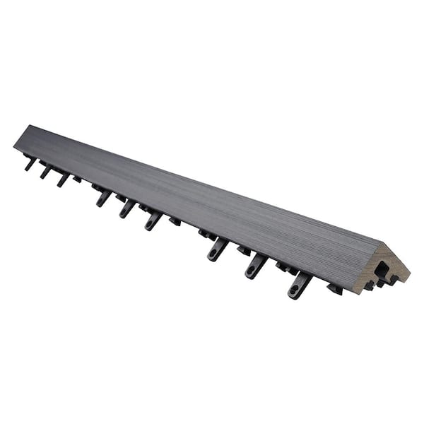 NewTechWood 1/6 ft. x 3 ft. Quick Deck Composite Deck Tile Stair Trim in Westminster Gray (2-Pieces per Box)